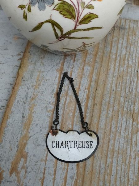 Ancienne Plaque �maill�e Liqueur Chartreuse Bouteille Carafe 39 Loches (37)
