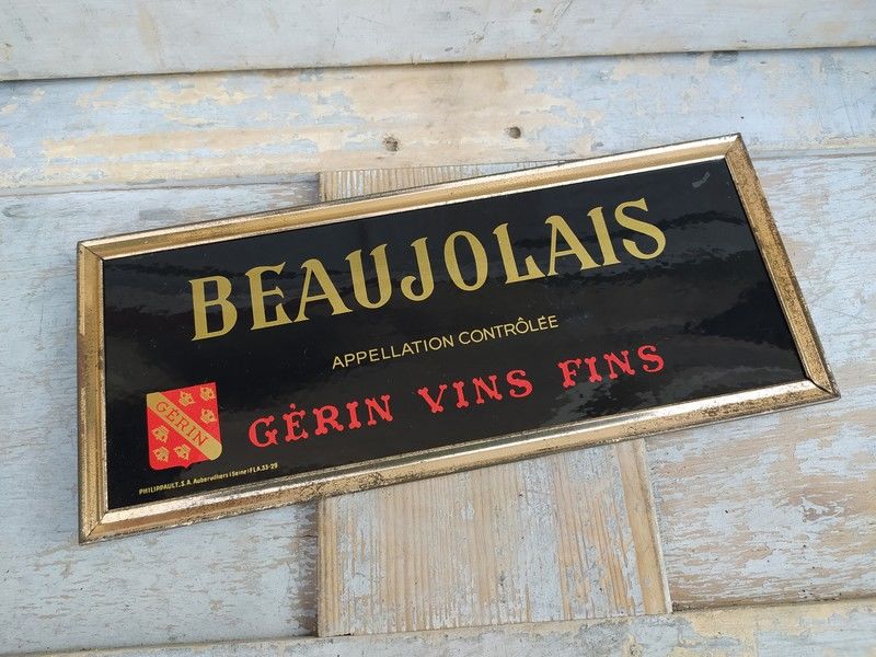 Ancienne Plaque Glacoide Publicitaire Beaujolais Vins G�rin 45 Loches (37)