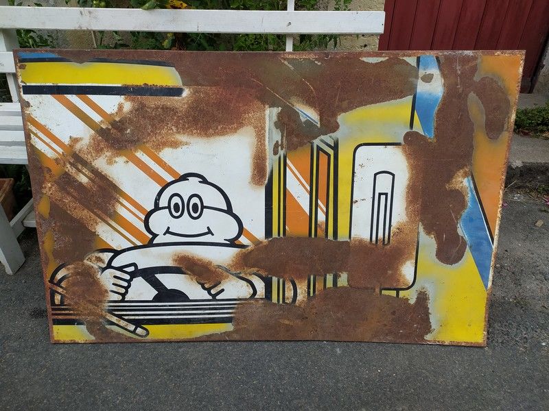 Ancienne Plaque Michelin Bibendum Enseigne 1 Loches (37)