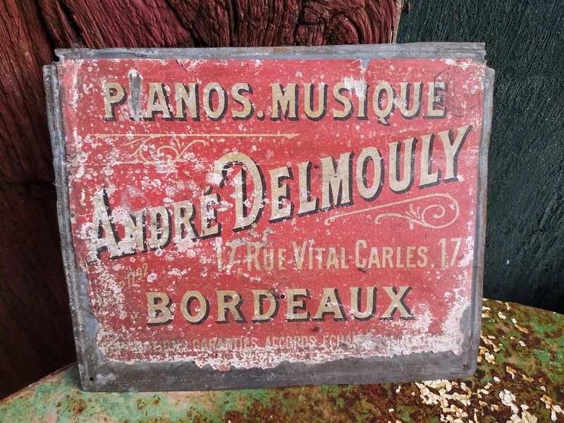 Ancienne Plaque Publicitaire Pianos Andr� Delmouly Bordeaux 69 Loches (37)