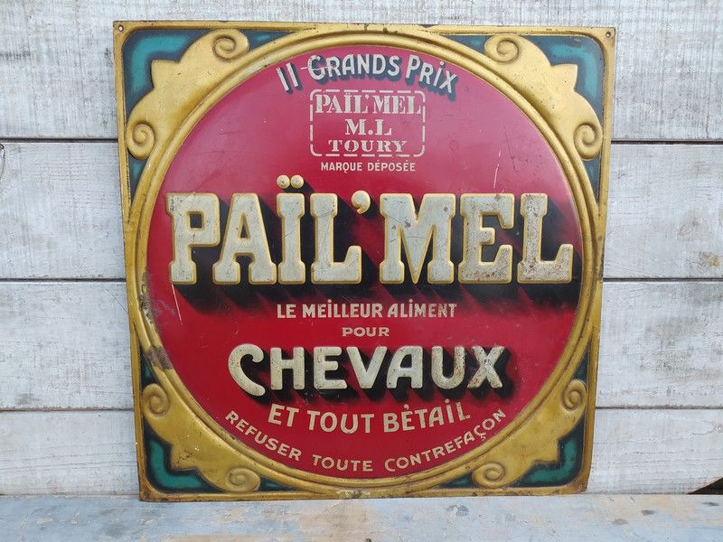 Ancienne Plaque Publicitaire Pa�l Mel Aliments Pour Chevaux 350 Loches (37)