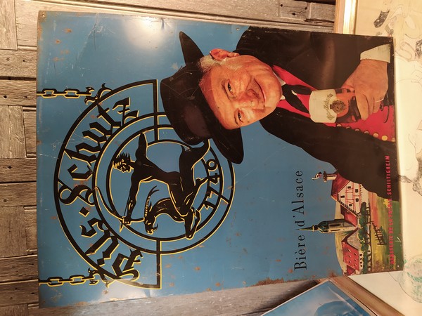 Ancienne Plaque T�le Publicitaire Bi�re d'Alsace Pils Schutz 1 Loches (37)
