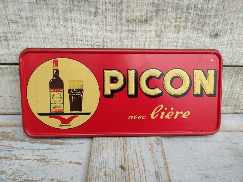 Ancienne Plaque T�le Publicitaire Picon Bi�re 
80 Loches (37)