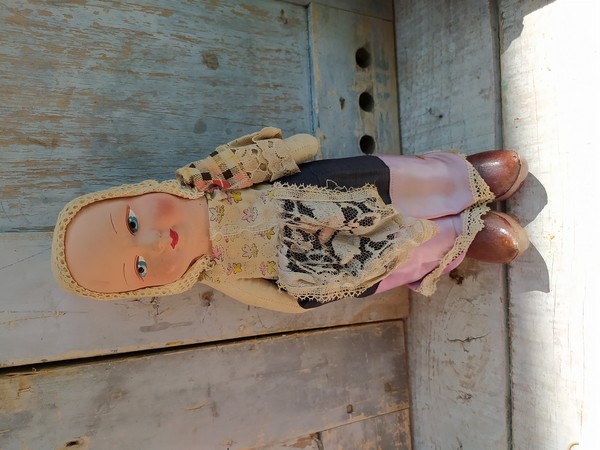 Ancienne Poup�e Chiffon T�te Carton Bouilli 
70 Loches (37)