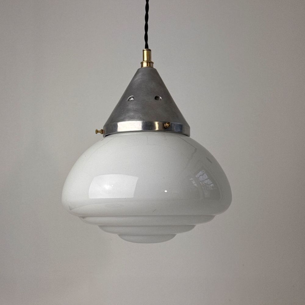 ANCIENNE SUSPENSION ART-DECO EN OPALINE 190 Montreuil (93)