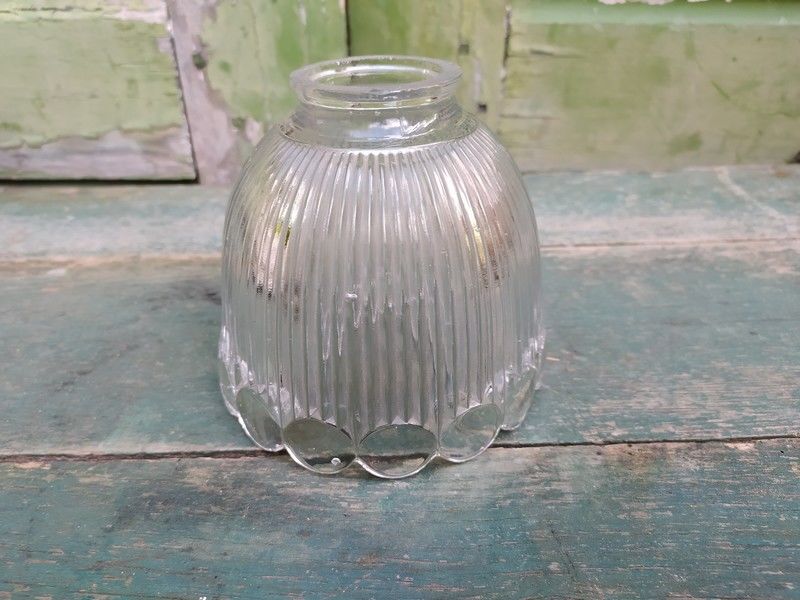 Ancienne Tulipe en verre Holophane Lampe Suspension 60 Loches (37)