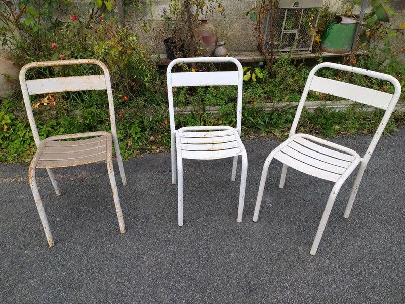 Anciennes Chaises M�tal Tolix Salon Jardin Bistro Vintage 1 Loches (37)