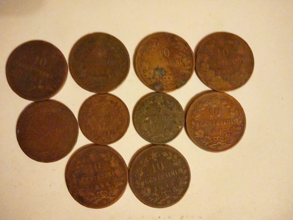 lot de 10 anciennes pi�ces de monnaie  Italie 5 Cr�hange (57)