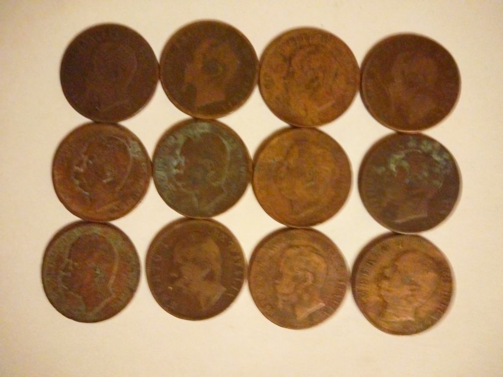 lot de 12 anciennes pi�ces de monnaie Italie 5 Cr�hange (57)