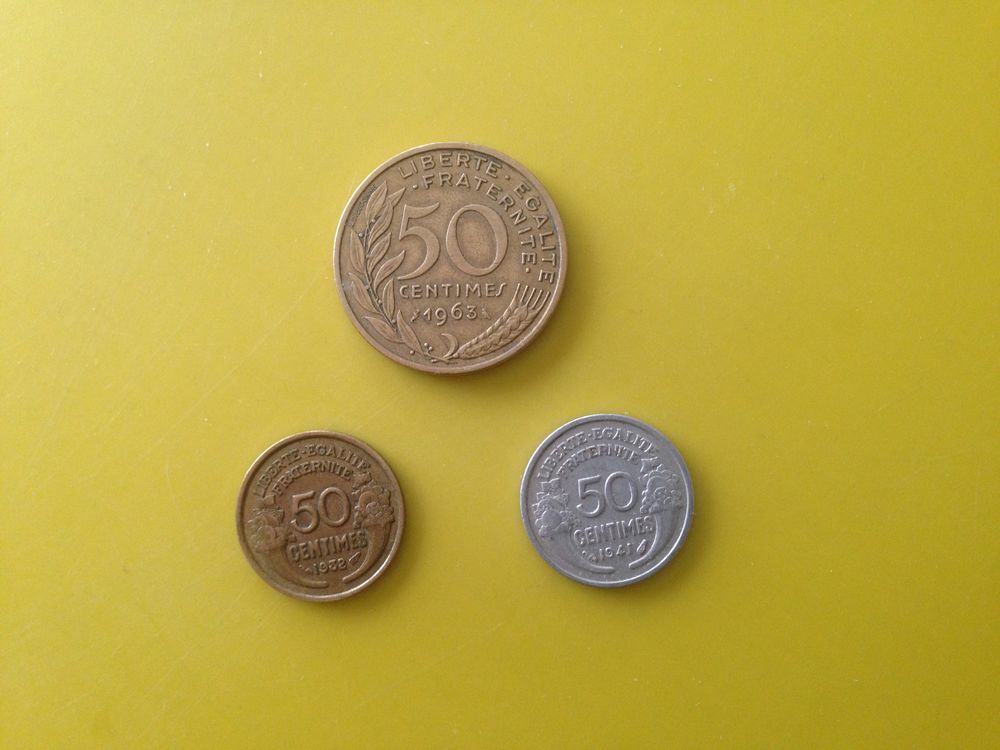 lot d'anciennes pi�ces de monnaies de 50 cts.. 12 Saint-Vallier (71)