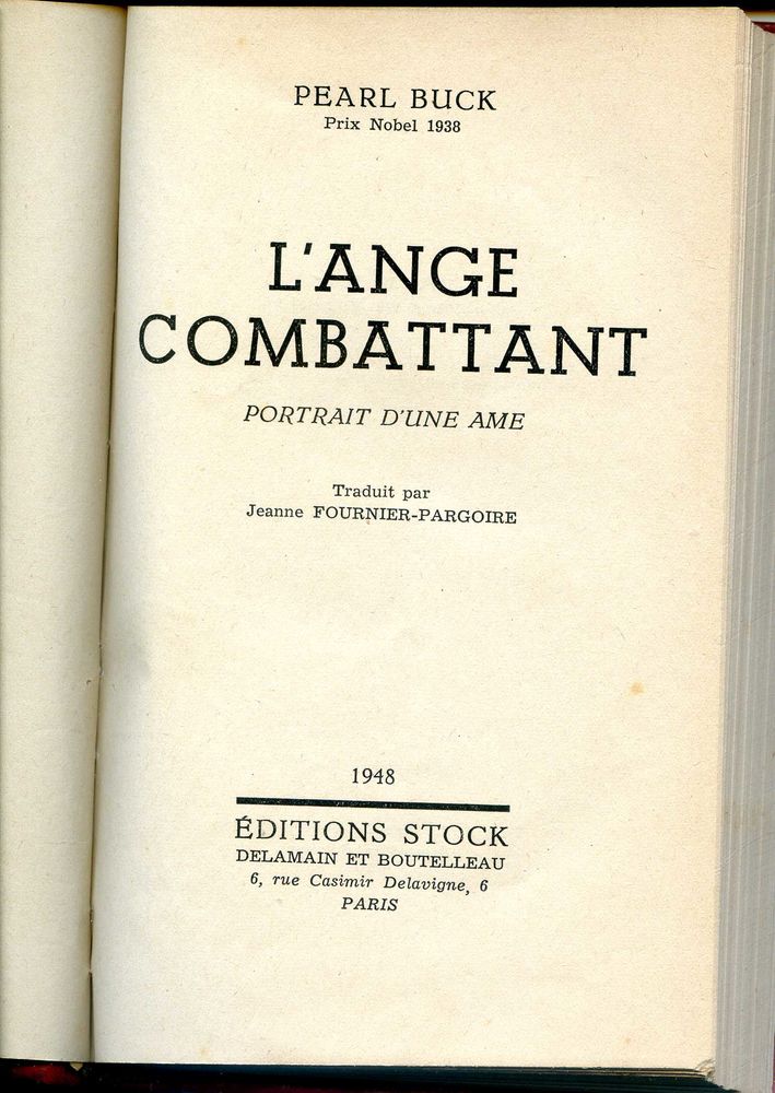 L'ange combattant - Pearl Buck, 10 Rennes (35)