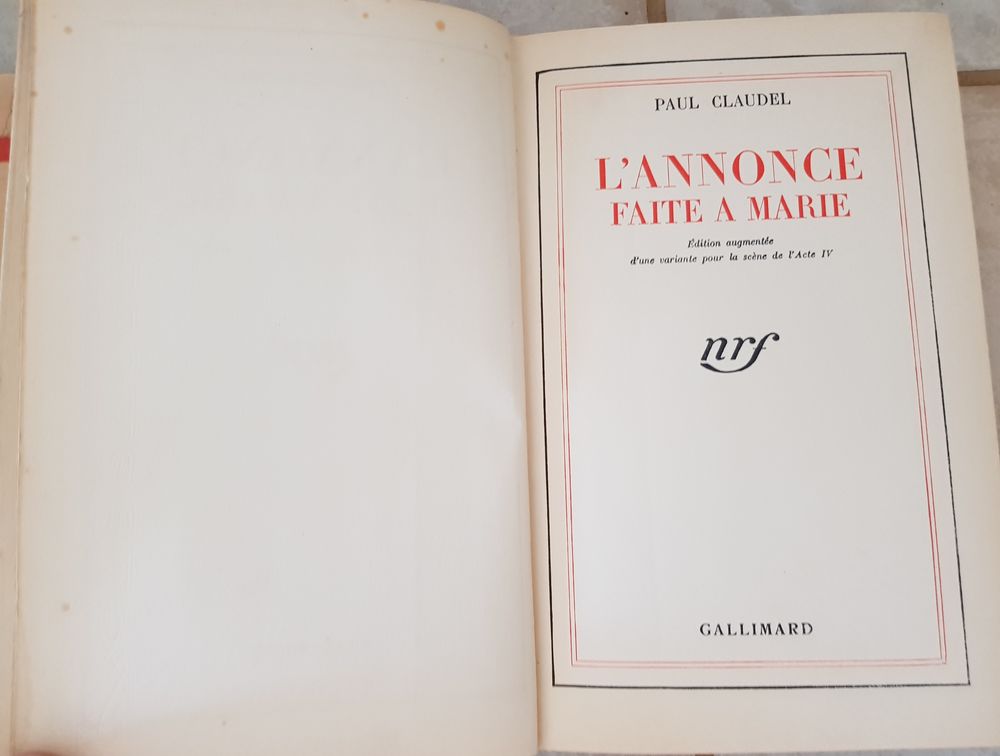 l'annonce faite � marie  paul claudel 1941 gallimard 2 Marseille 9 (13)