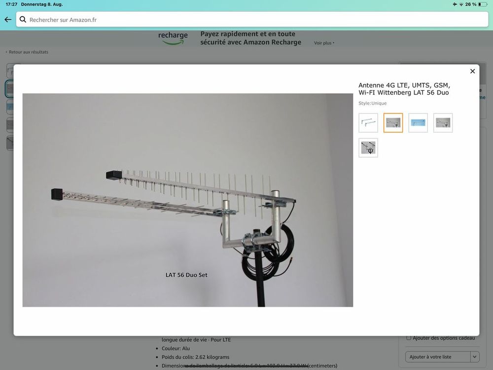 Antenne 4G LTE, UMTS, GSM, Wi-FI Wittenberg LAT 56 Duo 60 Les Milles (13)