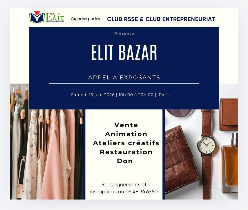 APPEL A EXPOSANTS / VIDE-GRENIERS : ELIT BAZAR /ENTR&Eacute;E LIBRE 0 Paris 12 (75)