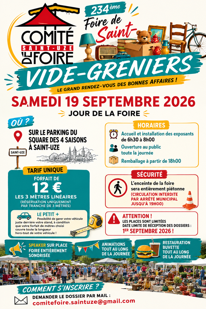 Appel exposants - Vide-Greniers 234e Foire de Saint-Uze 0 Saint-Uze (26)