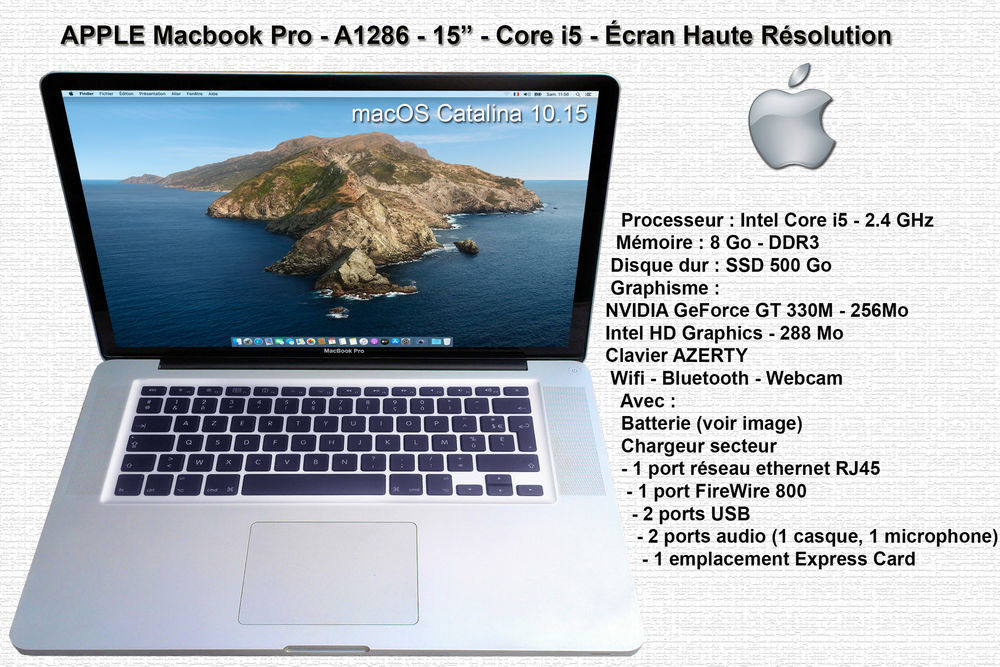 Apple MacBook Pro 15  A1286 Intel Core i5 2.4 GHz RAM 6Go 435 Grignoncourt (88)
