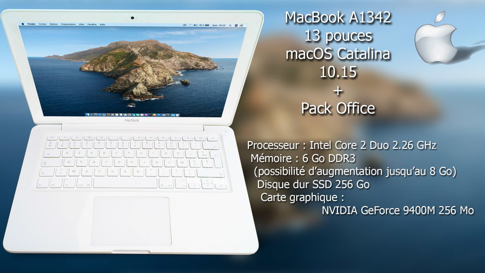 Apple MacBook A1342 13 , Intel Core 2 Duo 2.4 GHz, SSD 256Go 250 Grignoncourt (88)