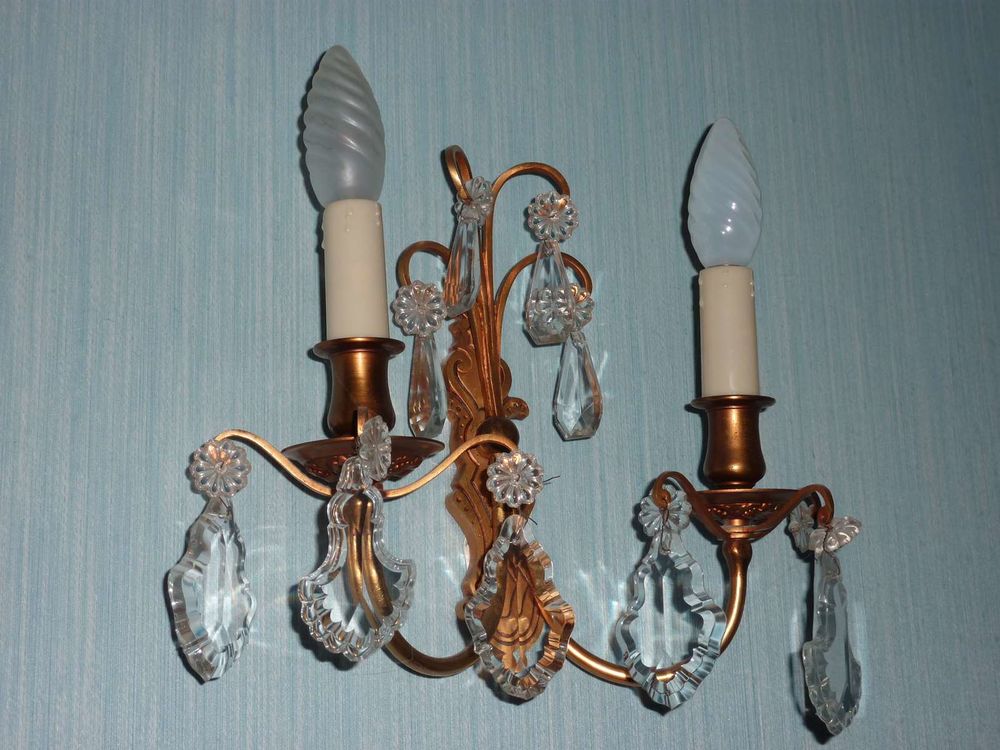 Applique Murale 2 Branches en Bronze et Pampilles Cristal 30 Paris 19 (75)
