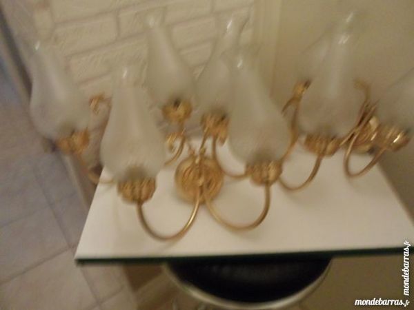 4 APPLIQUES DOUBLE EN METAL DORE ET VERRE CRISTAL 35 Sens (89)