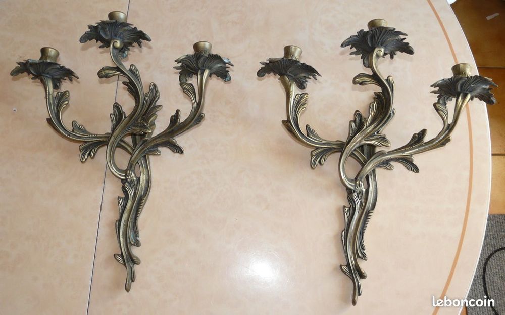 Appliques murales bronze pour bougies 3 branches 260 Alen�on (61)