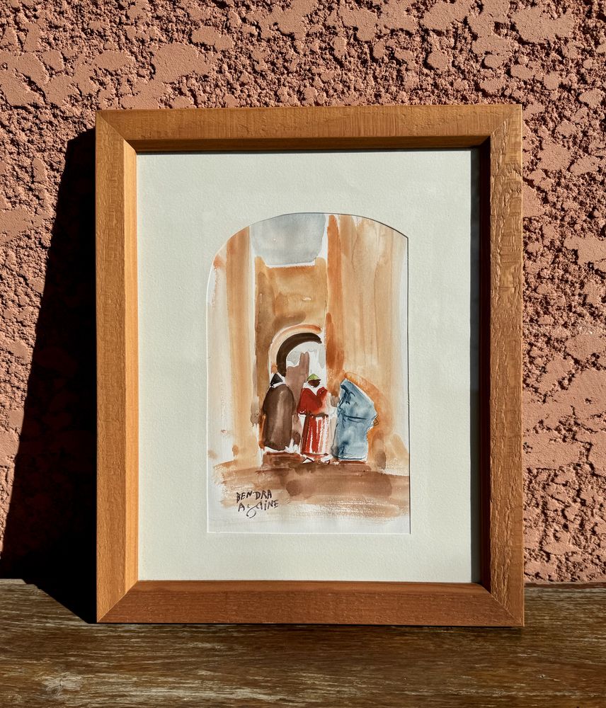 Aquarelle authentique ; Tableau orientaliste contemporain 40 Merville (31)