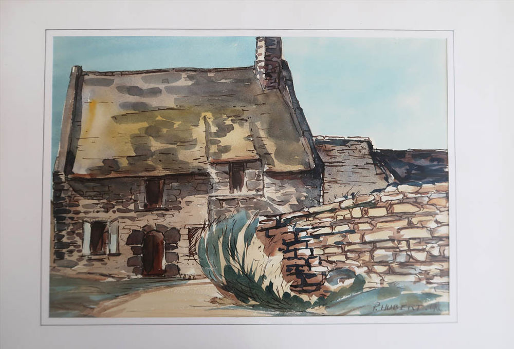 Aquarelle originale 40 Saint-Jean-de-la-Rivi�re (50)