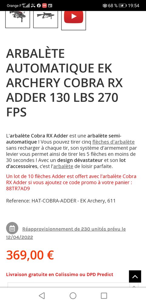 Arbalète cobra rx adder  300 Clermont-Ferrand (63)