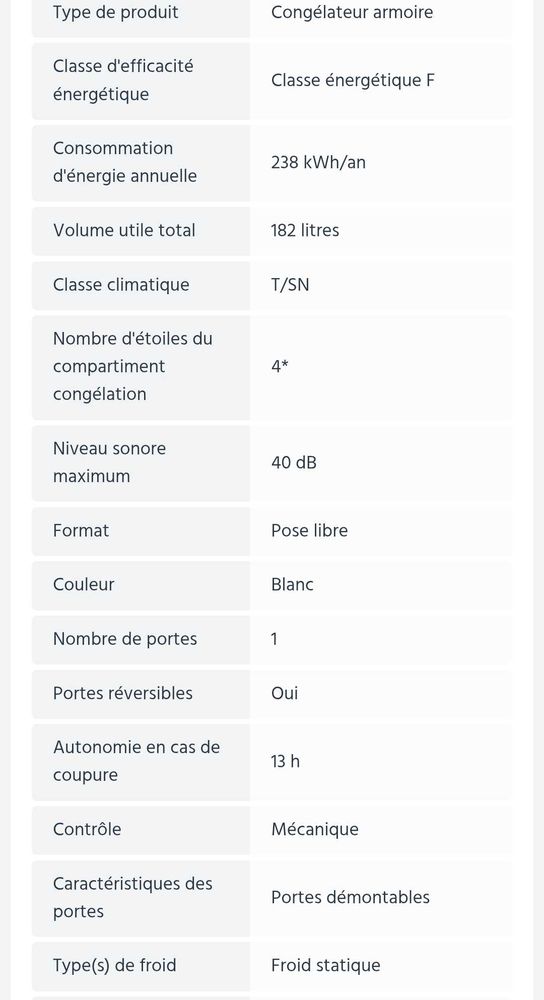 armoire cong�lateur 150 Paris 16 (75)
