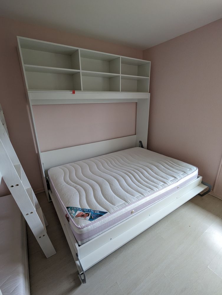 Armoire lit escamotable avec rangement et matelas 800 Thonon-les-Bains (74)