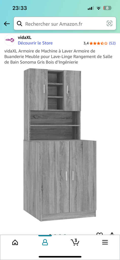 Armoire Grise en Bois pour Machine � Laver 120 La Fert�-Bernard (72)