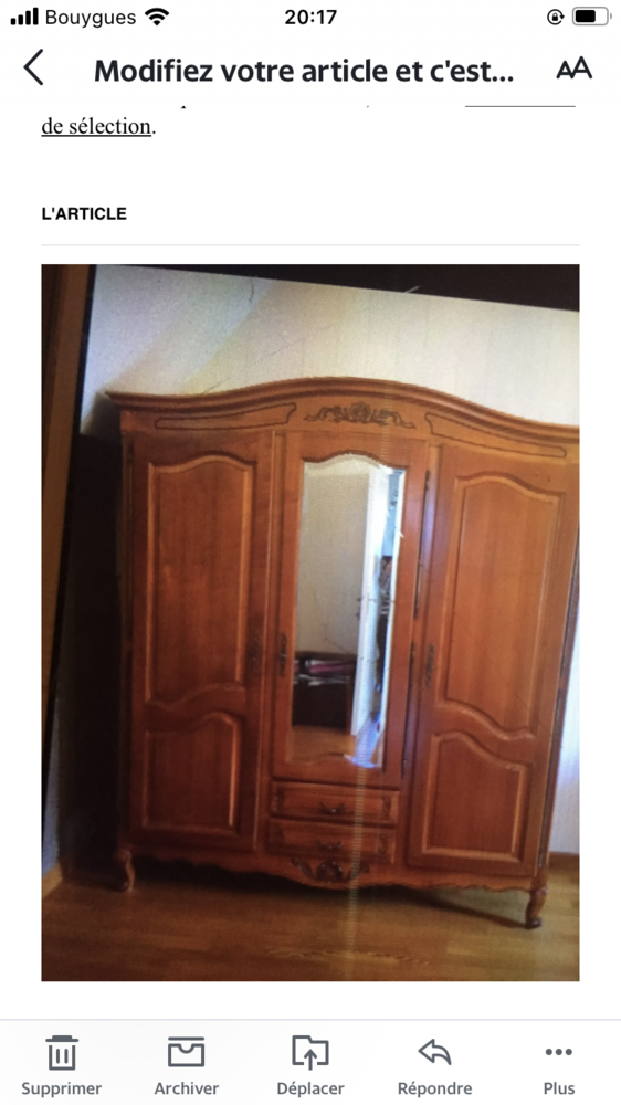 Armoire en merisier Style Louis  XV
350 Ablon-sur-Seine (94)