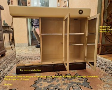 Armoire de toilette vintage ROSSIGNOL  beige avec miroir 20 Le Landreau (44)
