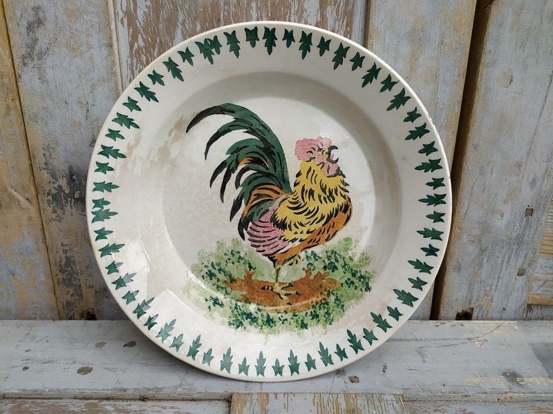 Assiette Plat Creux au Coq Fa�ence de Gien Terre de Fer 
25 Loches (37)