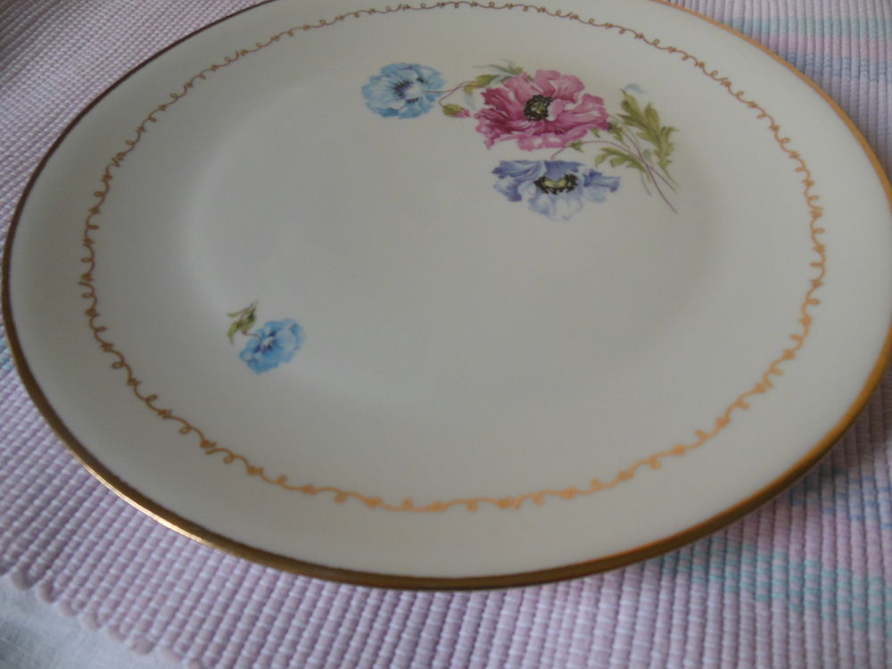Assiette Porcelaine de Limoges  ANEMONES 8 Vouzeron (18)