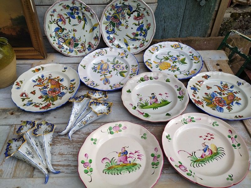 Assiettes Fa�ence Lun�ville,Gien, Bouqueti�re Paimpol 15 Loches (37)