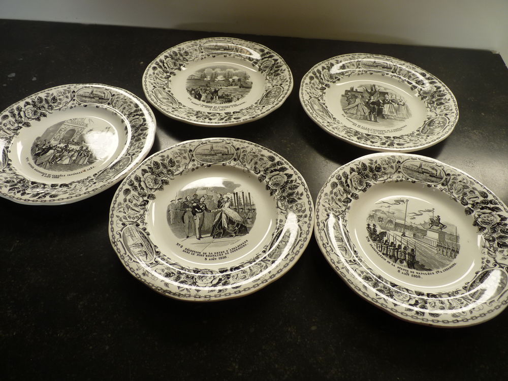 5 assiettes  histori�es 1858  cherbourg 20 Portbail (50)