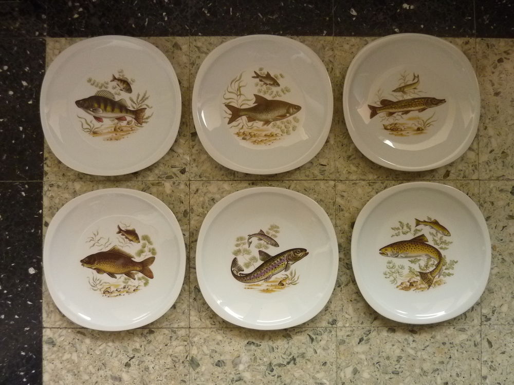 6 assiettes � poisson en porcelaine de Sologne 35 Tassin-la-Demi-Lune (69)