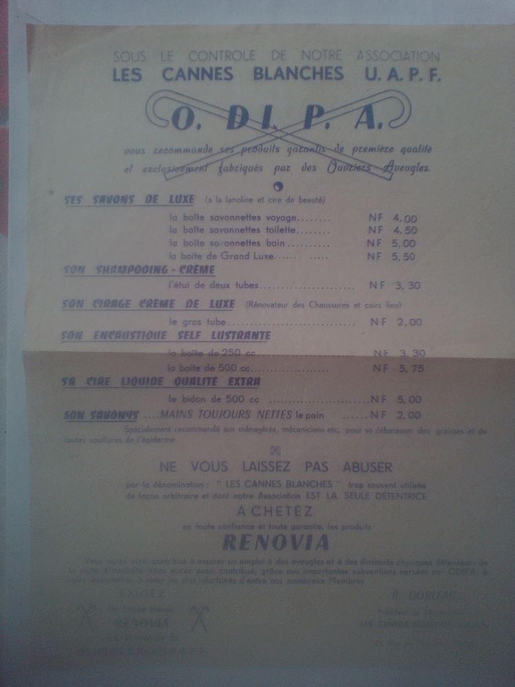 Asso. Les cannes blanches U.A.P.F.  O.DI.P.ARenovia Paris 7 N�rac (47)