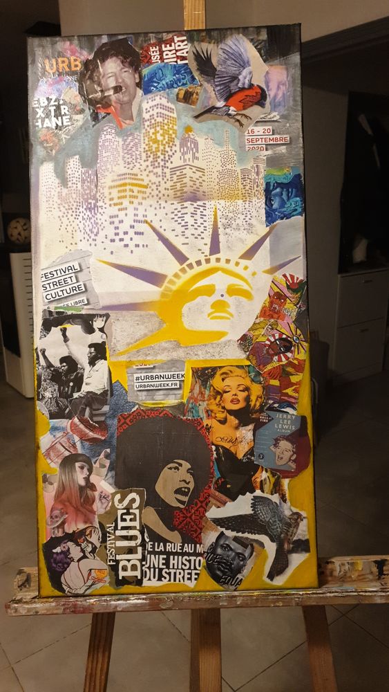 Association de collage et peinture acrylique 50 Le Thor (84)