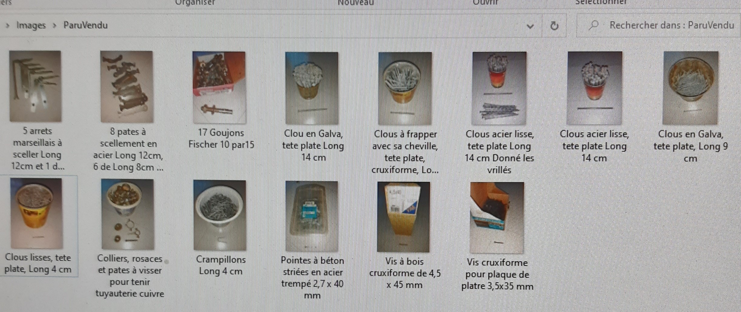 Assortiments de clous, vis, goujons, pattes � sceller ect... 23 Aix-en-Provence (13)