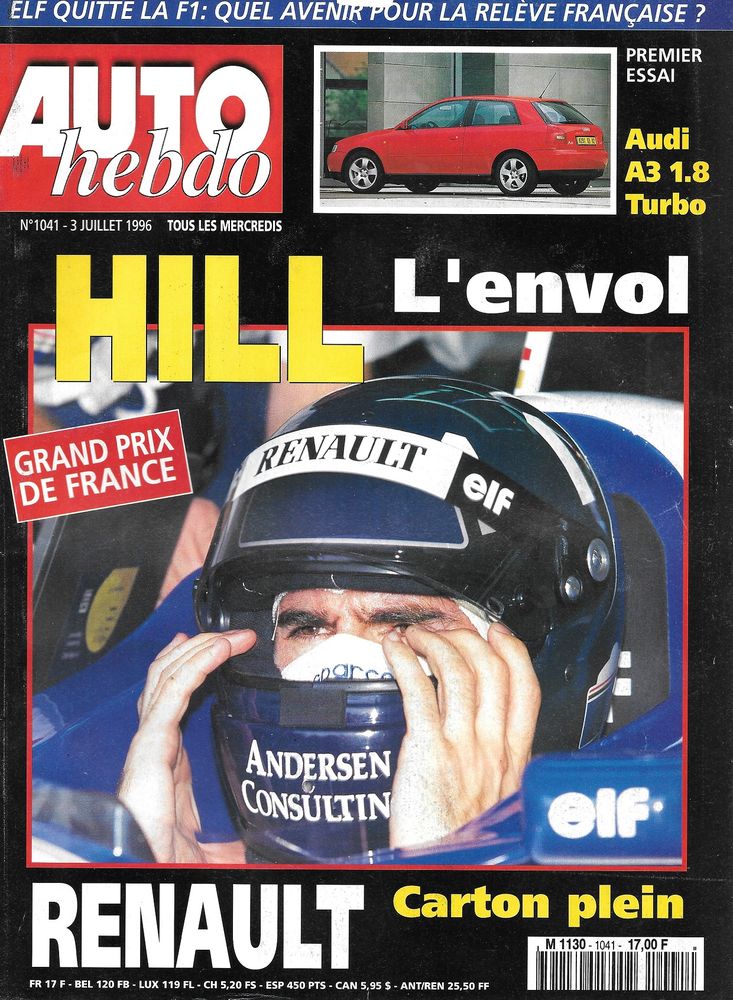 AUTO HEBDO n&deg;1041 de 1996 AUDI A3 1.8 T GP de France Livres et BD