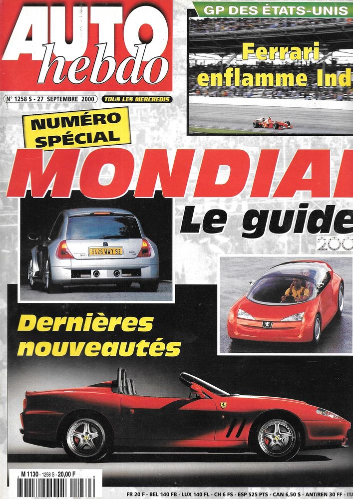 AUTO HEBDO n�1258 2000  Mondial Automobile  S�bastien LOEB 2 Castelnau-sur-Gupie (47)