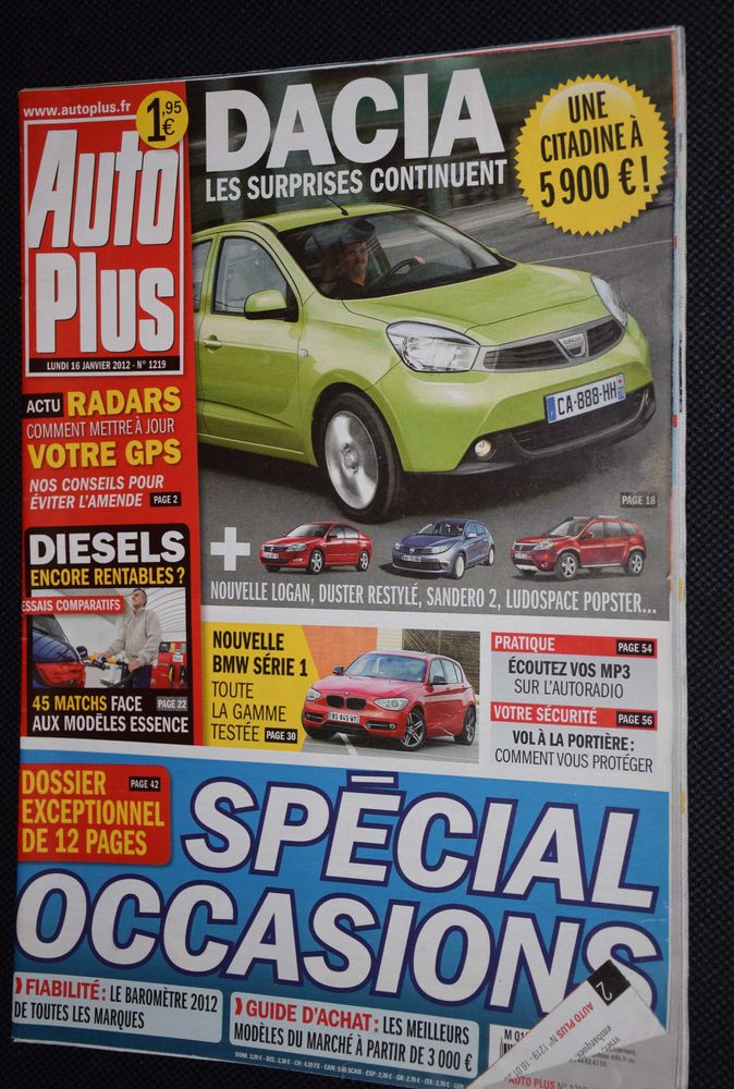 AUTO PLUS n� 1219 - 2012 - DACIA  LOGAN DUSTER 2 Roissy-en-Brie (77)