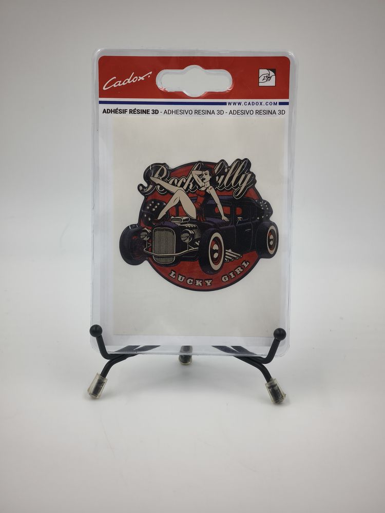 Autocollant adh�sif r�sine 3D (Cadox) Rock Billy Lucky Girl 2 Vulbens (74)