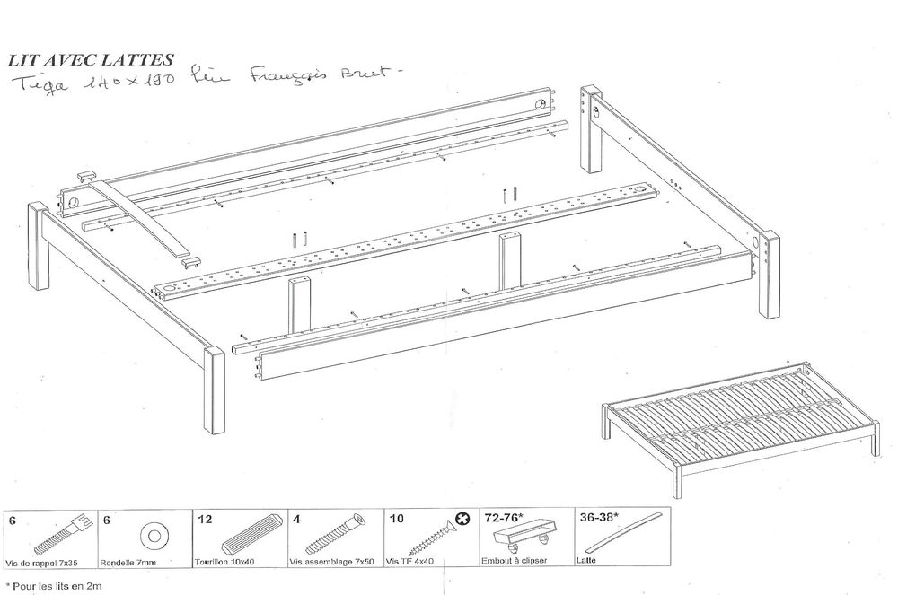 Lit avec lattes 75 Soulaines-sur-Aubance (49)