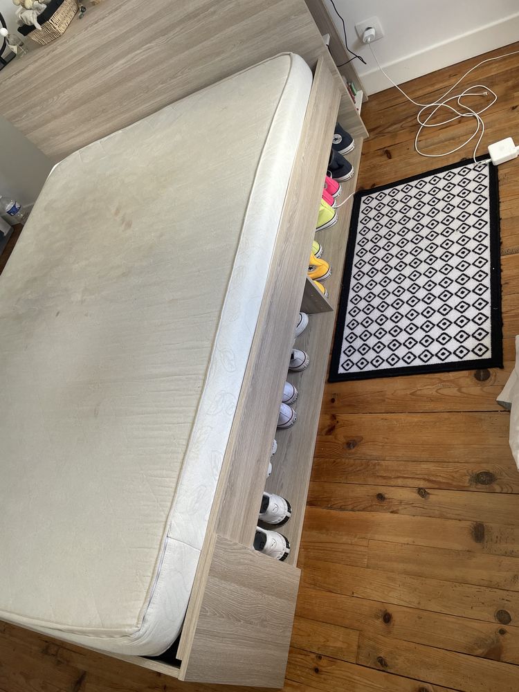 Lit avec sommier et matelas 140x200 300 Cognac (16)