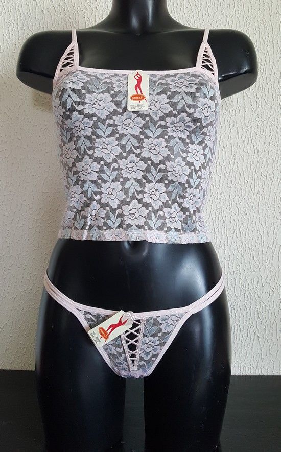 Top avec string dentelle rose et bleu fleurie S/M 4 Sorgues (84)