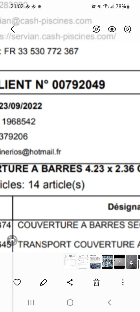 Bache barre micro piscine neuve grise sous emballage 600 Valros (34)