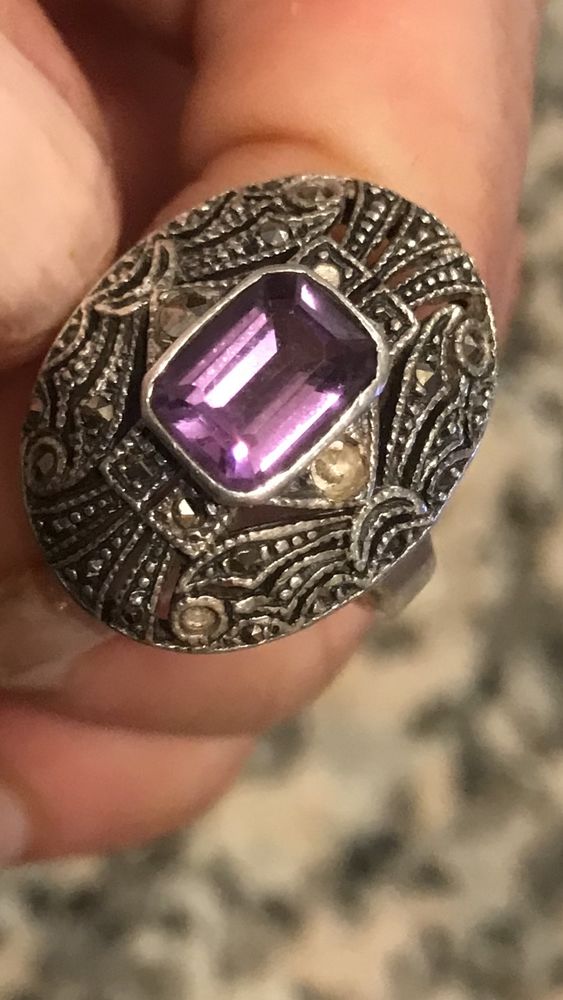 bague ancienne argent pierre am�thyste et marcassites 85 Brem-sur-Mer (85)