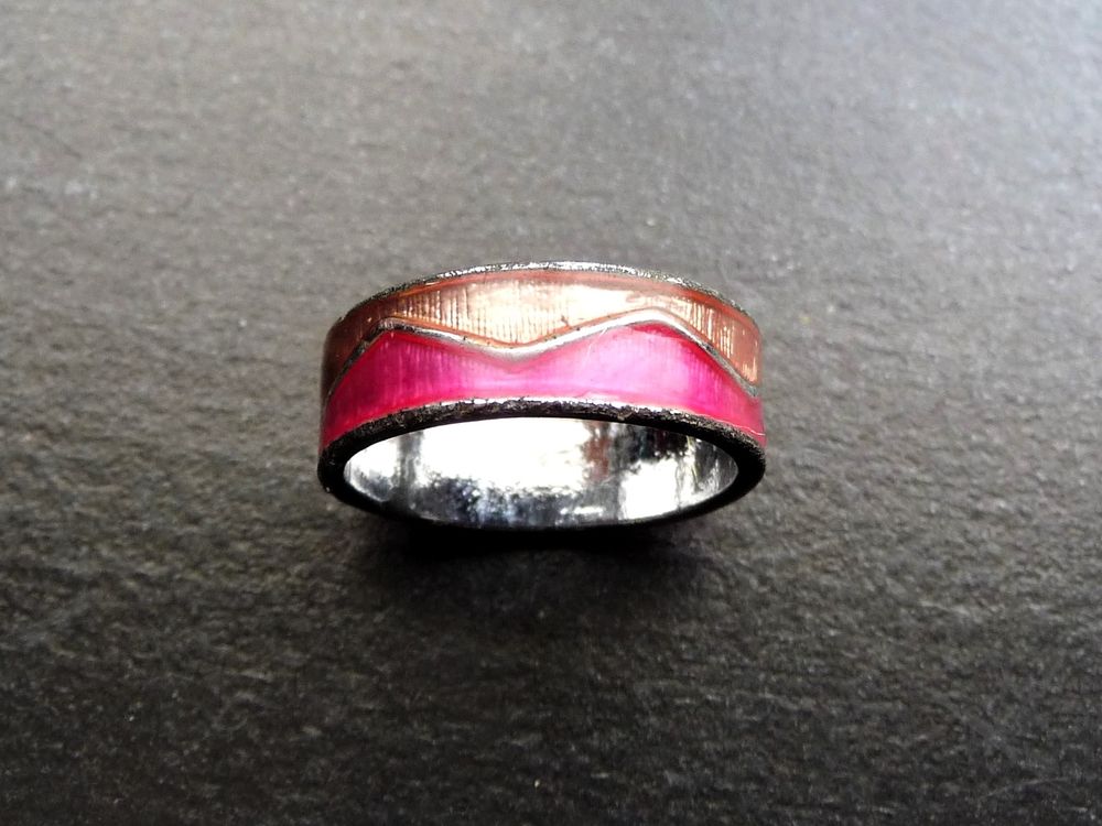 Bague Anneau Bi Couleur Rose Clair et Rose Fonc� et M�tal 1 Paris 15 (75)